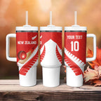 Custom New Zealand Cricket Tumbler With Handle Kiwi Birds Haka Dance Red Fern Sporty Style