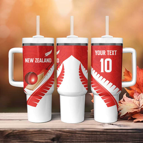 Custom New Zealand Cricket Tumbler With Handle Kiwi Birds Haka Dance Red Fern Sporty Style