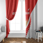 New Zealand Cricket Window Curtain Kiwi Birds Haka Dance Red Fern Sporty Style