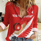 Custom New Zealand Cricket Women Casual Shirt Kiwi Birds Haka Dance Red Fern Sporty Style