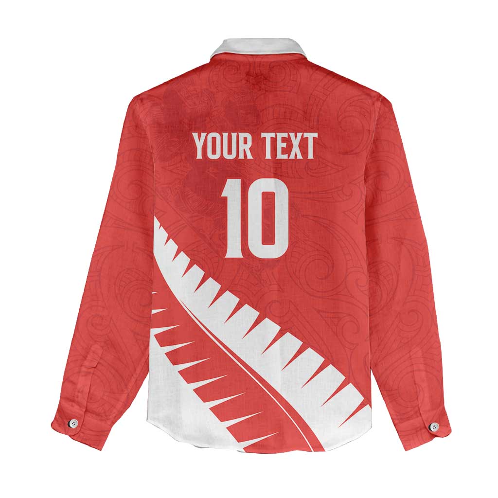 Custom New Zealand Cricket Women Casual Shirt Kiwi Birds Haka Dance Red Fern Sporty Style