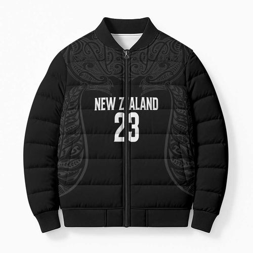New Zealand Basketball Ta Moko Tribal Custom Bomber Puffer Jacket