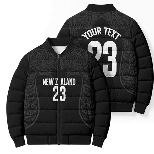 New Zealand Basketball Ta Moko Tribal Custom Bomber Puffer Jacket