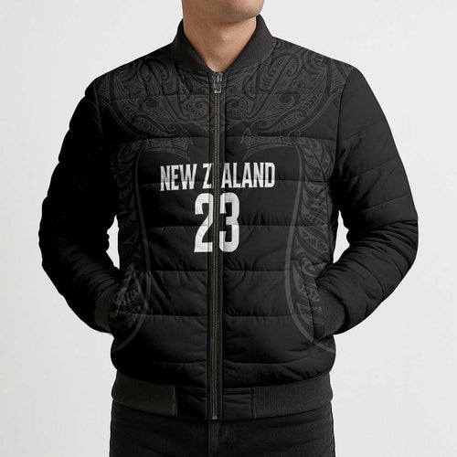 New Zealand Basketball Ta Moko Tribal Custom Bomber Puffer Jacket
