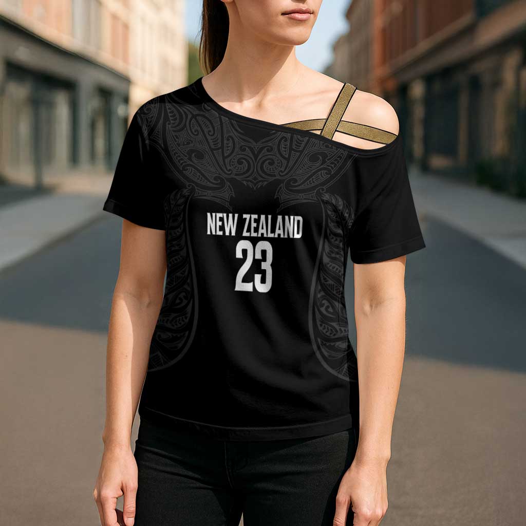 New Zealand Basketball Ta Moko Tribal Custom Cross Shoulder Shirt