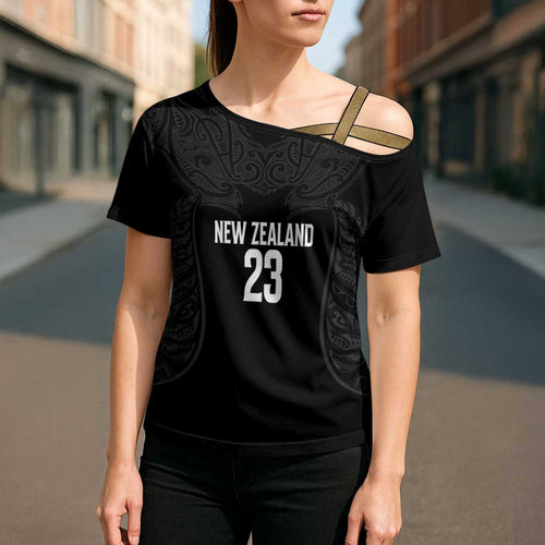New Zealand Basketball Ta Moko Tribal Custom Cross Shoulder Shirt