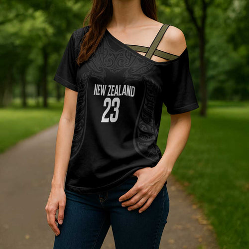 New Zealand Basketball Ta Moko Tribal Custom Cross Shoulder Shirt