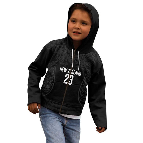 New Zealand Basketball Ta Moko Tribal Custom Kid Hoodie