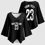 New Zealand Basketball Ta Moko Tribal Custom Kimono Sleeve Blouse