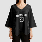 New Zealand Basketball Ta Moko Tribal Custom Kimono Sleeve Blouse