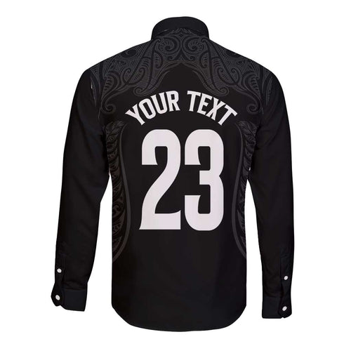 New Zealand Basketball Ta Moko Tribal Custom Long Sleeve Button Shirt