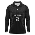 New Zealand Basketball Ta Moko Tribal Custom Long Sleeve Polo Shirt