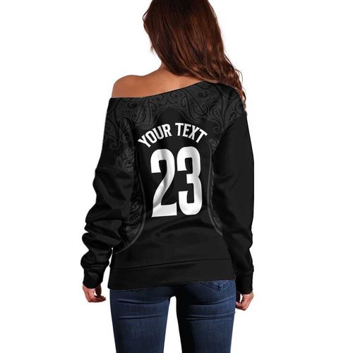 New Zealand Basketball Ta Moko Tribal Custom Off Shoulder Sweater