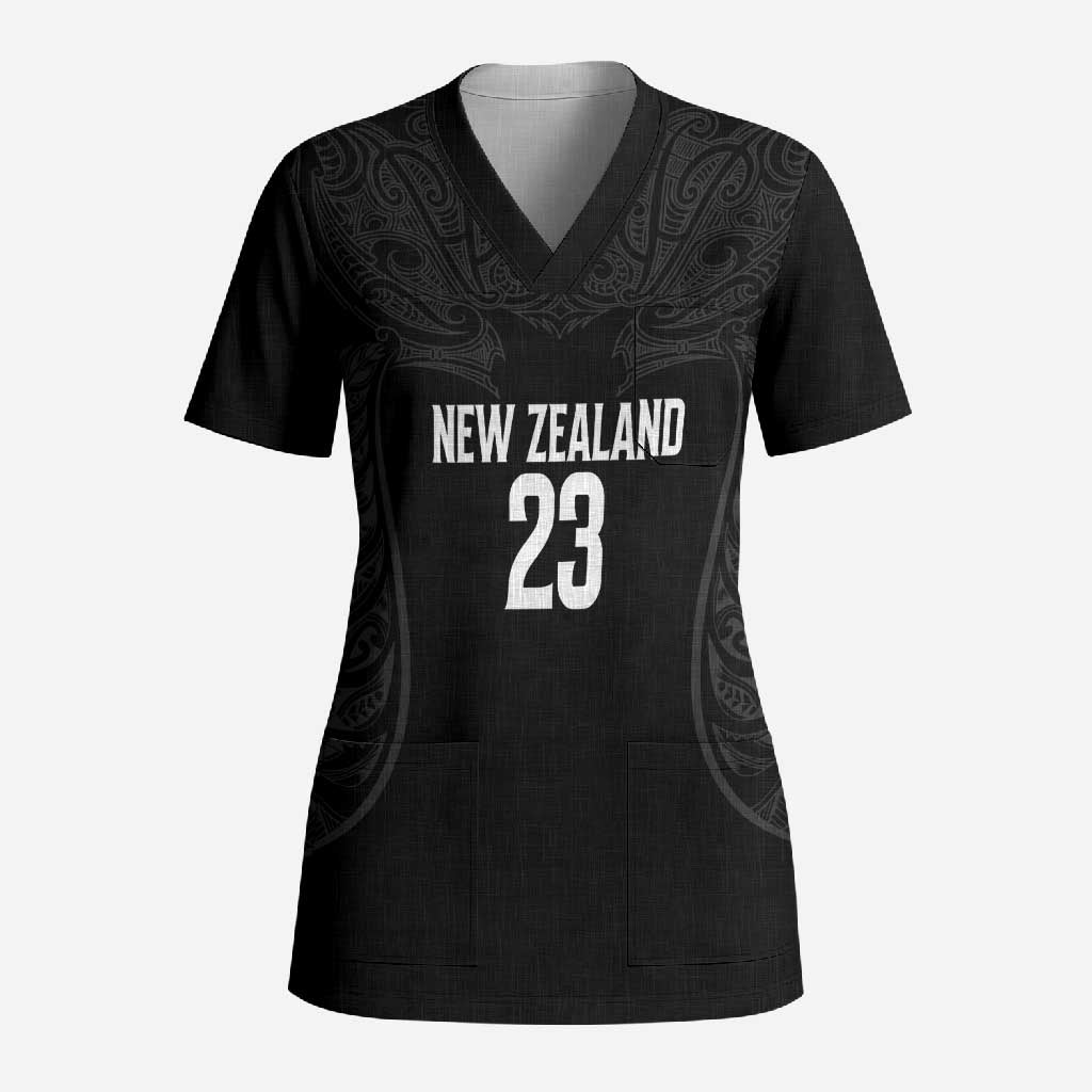 New Zealand Basketball Ta Moko Tribal Custom Scrub Top