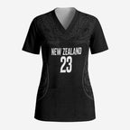 New Zealand Basketball Ta Moko Tribal Custom Scrub Top