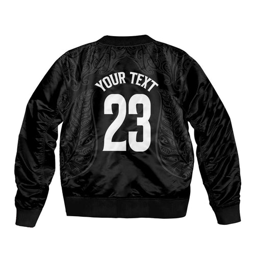 New Zealand Basketball Ta Moko Tribal Custom Sleeve Zip Bomber Jacket