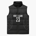 New Zealand Basketball Ta Moko Tribal Custom Sleeveless Puffer Jacket