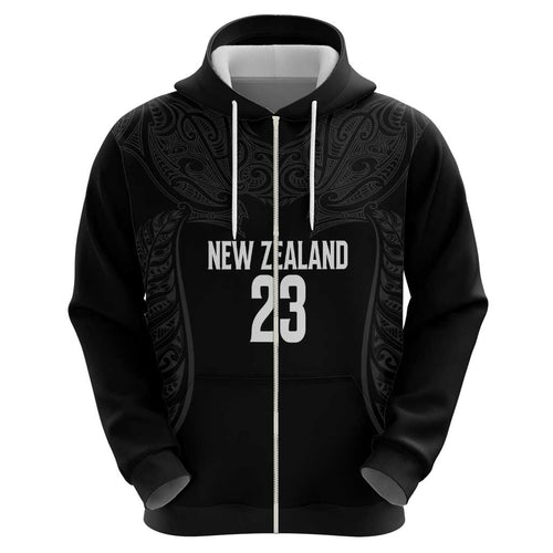 New Zealand Basketball Ta Moko Tribal Custom Zip Hoodie