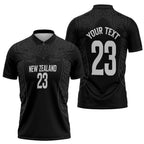 New Zealand Basketball Ta Moko Tribal Custom Zipper Polo Shirt