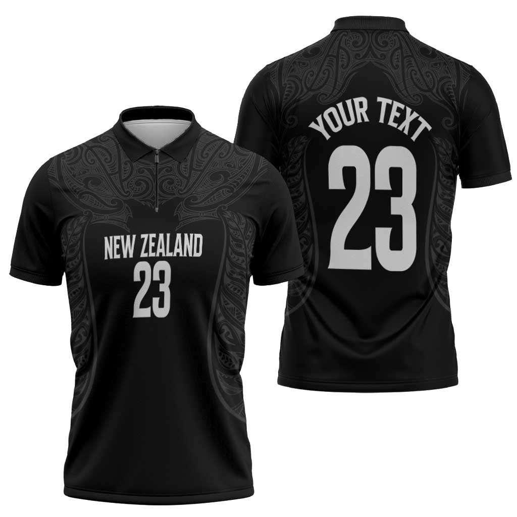 New Zealand Basketball Ta Moko Tribal Custom Zipper Polo Shirt