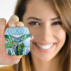 Aotearoa New Zealand Natural Plants AirPods Case Pohutukawa with Silver Ferns Koru Frond Maori Tattoos