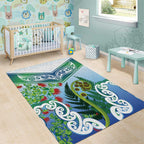 Aotearoa New Zealand Natural Plants Area Rug Pohutukawa with Silver Ferns Koru Frond Maori Tattoos
