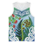 Aotearoa New Zealand Natural Plants Basketball Jersey Pohutukawa with Silver Ferns Koru Frond Maori Tattoos