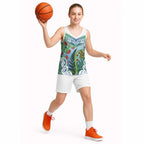 Aotearoa New Zealand Natural Plants Basketball Jersey Pohutukawa with Silver Ferns Koru Frond Maori Tattoos