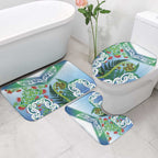 Aotearoa New Zealand Natural Plants Bathroom Set Pohutukawa with Silver Ferns Koru Frond Maori Tattoos