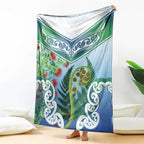 Aotearoa New Zealand Natural Plants Blanket Pohutukawa with Silver Ferns Koru Frond Maori Tattoos