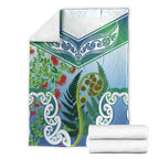 Aotearoa New Zealand Natural Plants Blanket Pohutukawa with Silver Ferns Koru Frond Maori Tattoos