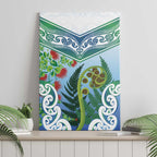Aotearoa New Zealand Natural Plants Canvas Wall Art Pohutukawa with Silver Ferns Koru Frond Maori Tattoos