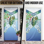 Aotearoa New Zealand Natural Plants Door Cover Pohutukawa with Silver Ferns Koru Frond Maori Tattoos