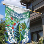 Aotearoa New Zealand Natural Plants Garden Flag Pohutukawa with Silver Ferns Koru Frond Maori Tattoos