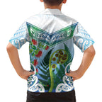 Aotearoa New Zealand Natural Plants Hawaiian Shirt Pohutukawa with Silver Ferns Koru Frond Maori Tattoos