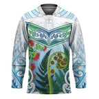 Aotearoa New Zealand Natural Plants Hockey Jersey Pohutukawa with Silver Ferns Koru Frond Maori Tattoos