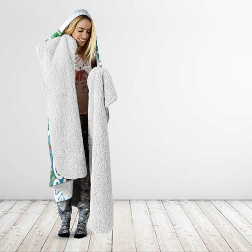 Aotearoa New Zealand Natural Plants Hooded Blanket Pohutukawa with Silver Ferns Koru Frond Maori Tattoos