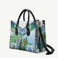 Aotearoa New Zealand Natural Plants Leather Bag Pohutukawa with Silver Ferns Koru Frond Maori Tattoos
