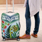 Aotearoa New Zealand Natural Plants Luggage Cover Pohutukawa with Silver Ferns Koru Frond Maori Tattoos
