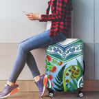Aotearoa New Zealand Natural Plants Luggage Cover Pohutukawa with Silver Ferns Koru Frond Maori Tattoos