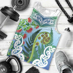Aotearoa New Zealand Natural Plants Men Tank Top Pohutukawa with Silver Ferns Koru Frond Maori Tattoos