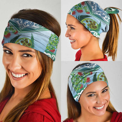 Aotearoa New Zealand Natural Plants Neck Gaiter Pohutukawa with Silver Ferns Koru Frond Maori Tattoos