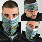 Aotearoa New Zealand Natural Plants Neck Gaiter Pohutukawa with Silver Ferns Koru Frond Maori Tattoos