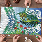 Aotearoa New Zealand Natural Plants Puzzle Pohutukawa with Silver Ferns Koru Frond Maori Tattoos