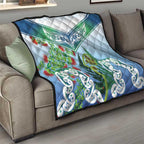 Aotearoa New Zealand Natural Plants Quilt Pohutukawa with Silver Ferns Koru Frond Maori Tattoos