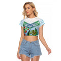 Aotearoa New Zealand Natural Plants Raglan Cropped T Shirt Pohutukawa with Silver Ferns Koru Frond Maori Tattoos