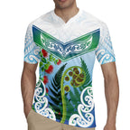 Aotearoa New Zealand Natural Plants Rugby Jersey Pohutukawa with Silver Ferns Koru Frond Maori Tattoos
