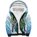 Aotearoa New Zealand Natural Plants Sherpa Hoodie Pohutukawa with Silver Ferns Koru Frond Maori Tattoos