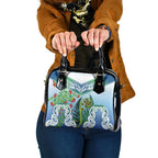 Aotearoa New Zealand Natural Plants Shoulder Handbag Pohutukawa with Silver Ferns Koru Frond Maori Tattoos