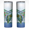 Aotearoa New Zealand Natural Plants Skinny Tumbler Pohutukawa with Silver Ferns Koru Frond Maori Tattoos